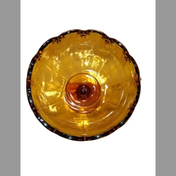 Vintage Amber Indiana Glass Tear Drop Pedestal  Bowl - Picture 2 of 6